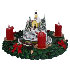 Spieluhr Weihnachten|Adventsdeko & Kalender-Adventskranz Winterdorf, Spieldose