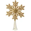 Christbaumspitzen|Baumschmuck Aus Kunststoff-Baumspitze Schneeflocke mit Glimmer, gold