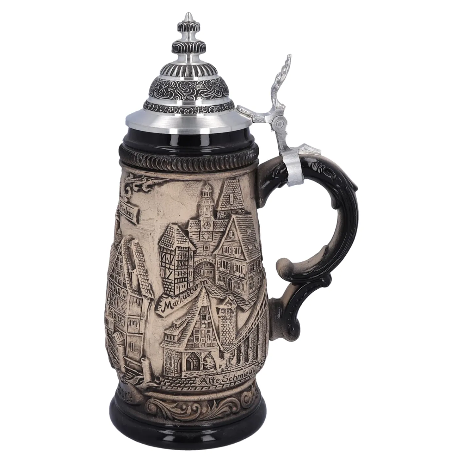 Bierkrüge|Rothenburg Motive-Bierkrug mit Zinndeckel "Rothenburg", natur, 0,5 Liter