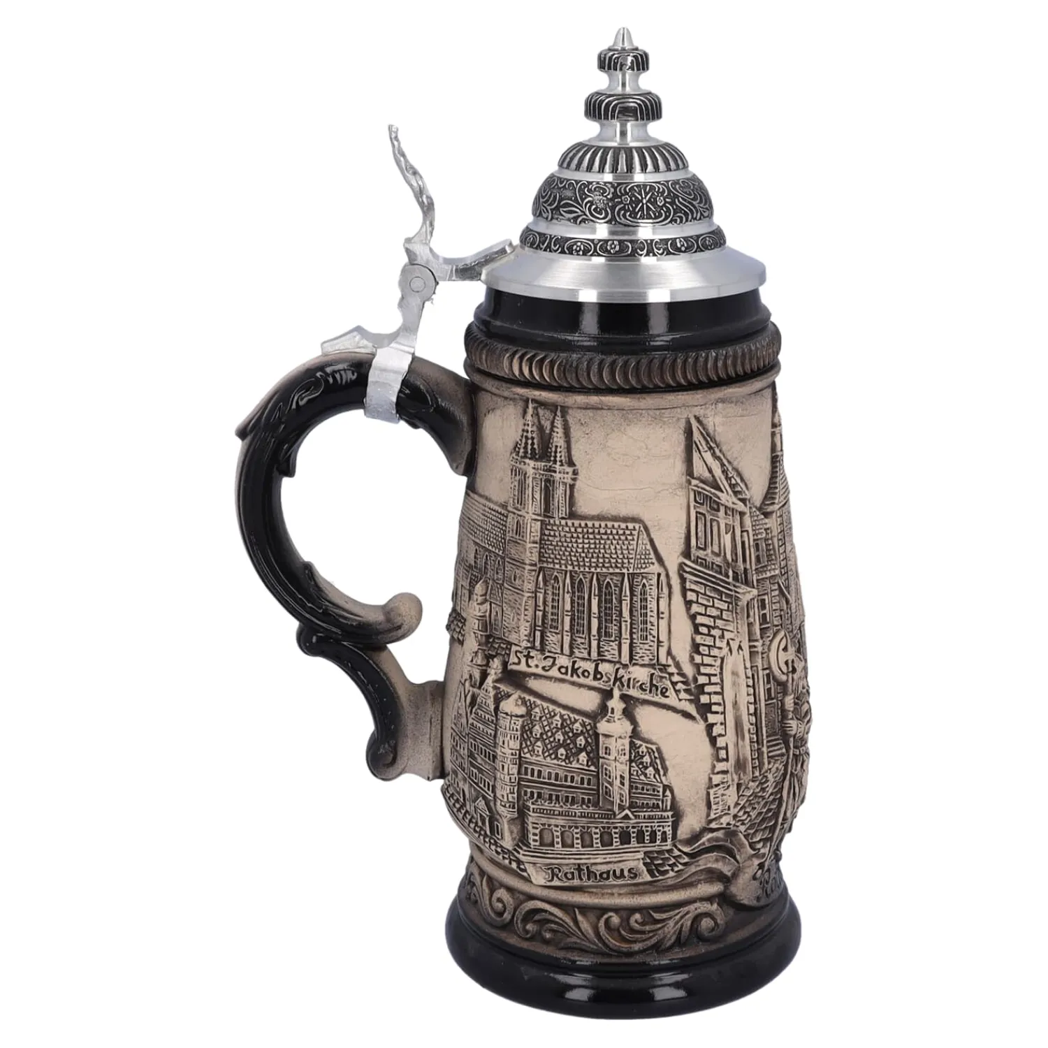 Bierkrüge|Rothenburg Motive-Bierkrug mit Zinndeckel "Rothenburg", natur, 0,5 Liter