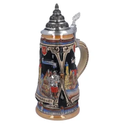 Bierkrüge|Rothenburg Motive-Bierkrug mit Zinndeckel "Rothenburg mit Ritter", 0,5l