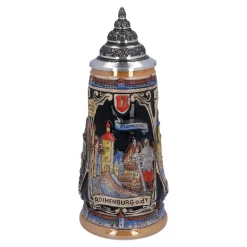 Bierkrüge|Rothenburg Motive-Bierkrug mit Zinndeckel "Rothenburg mit Ritter", 0,5l