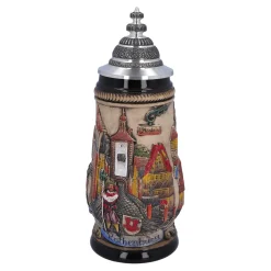 Bierkrüge|Rothenburg Motive-Bierkrug mit Zinndeckel "Rothenburg", natur, 0,5l