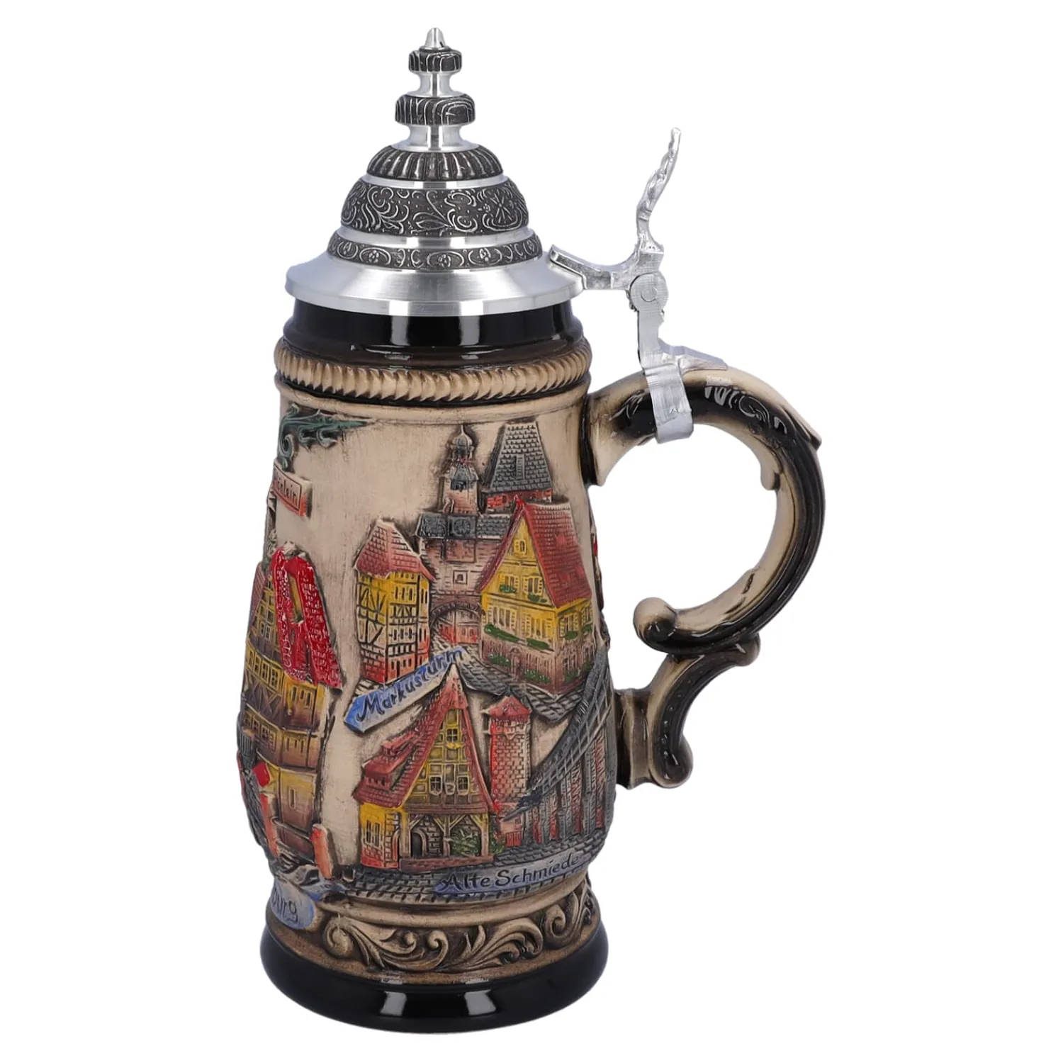Bierkrüge|Rothenburg Motive-Bierkrug mit Zinndeckel "Rothenburg", natur, 0,5l