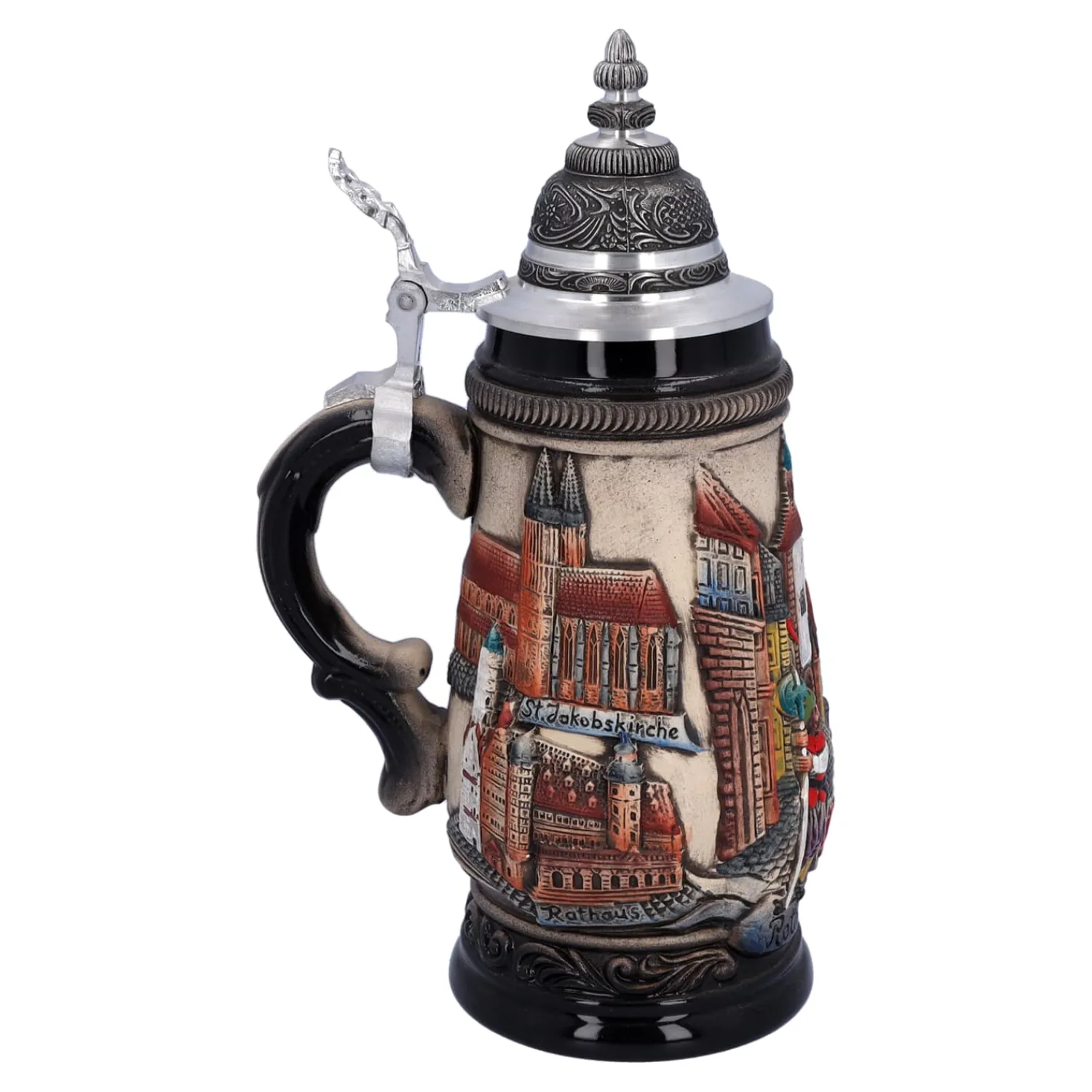Bierkrüge|Rothenburg Motive-Bierkrug mit Zinndeckel "Rothenburg", natur, 0,25 l