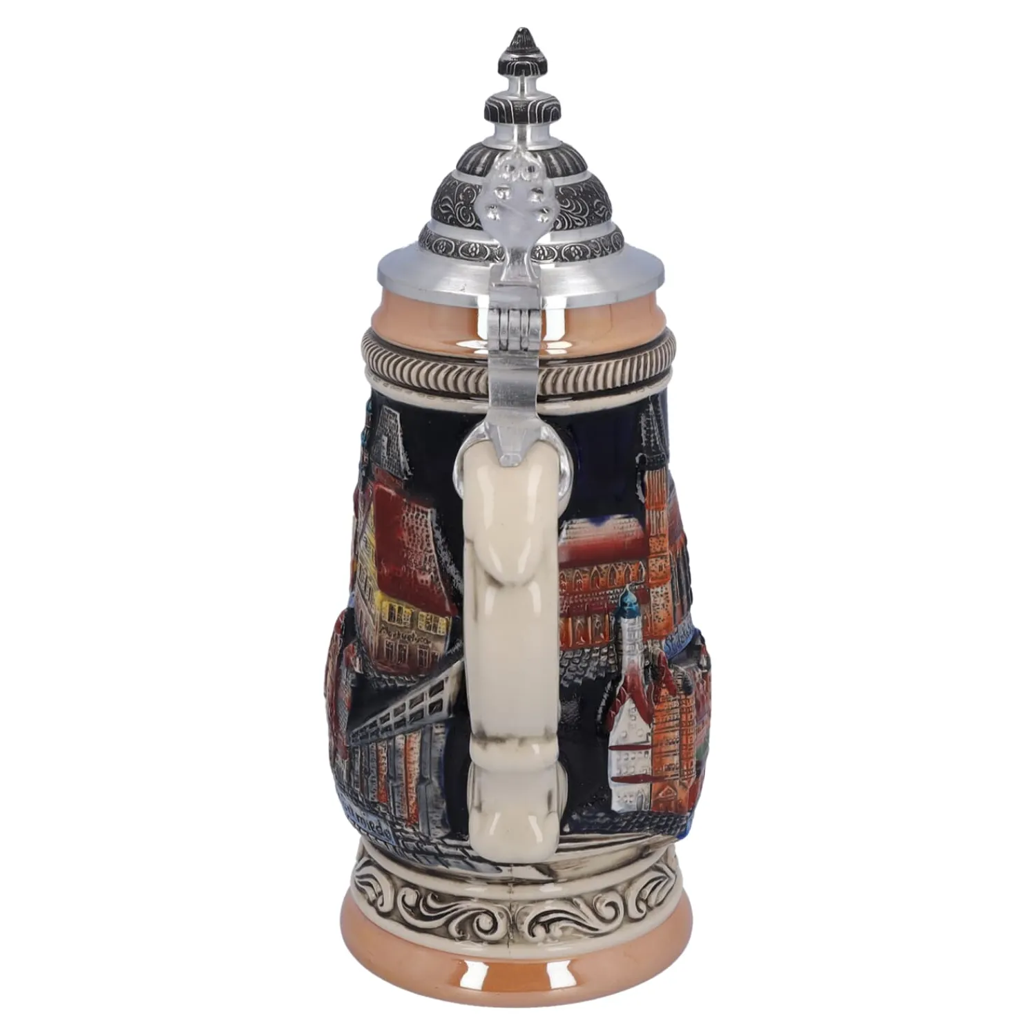 Bierkrüge|Rothenburg Motive-Bierkrug mit Zinndeckel "Rothenburg", schwarz, 0,25l