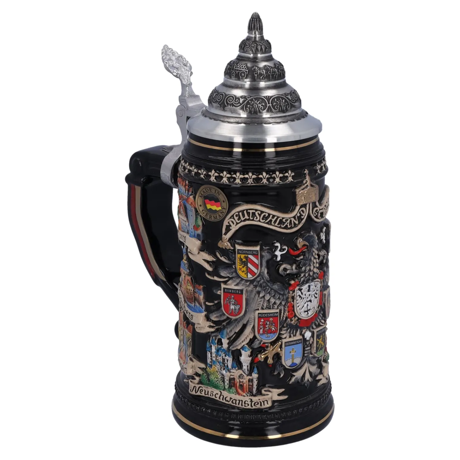 Bierkrüge|Rothenburg Motive-Bierkrug mit Zinndeckel "Stadtwappen", gold, 0,4l