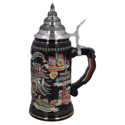 Bierkrüge|Rothenburg Motive-Bierkrug mit Zinndeckel