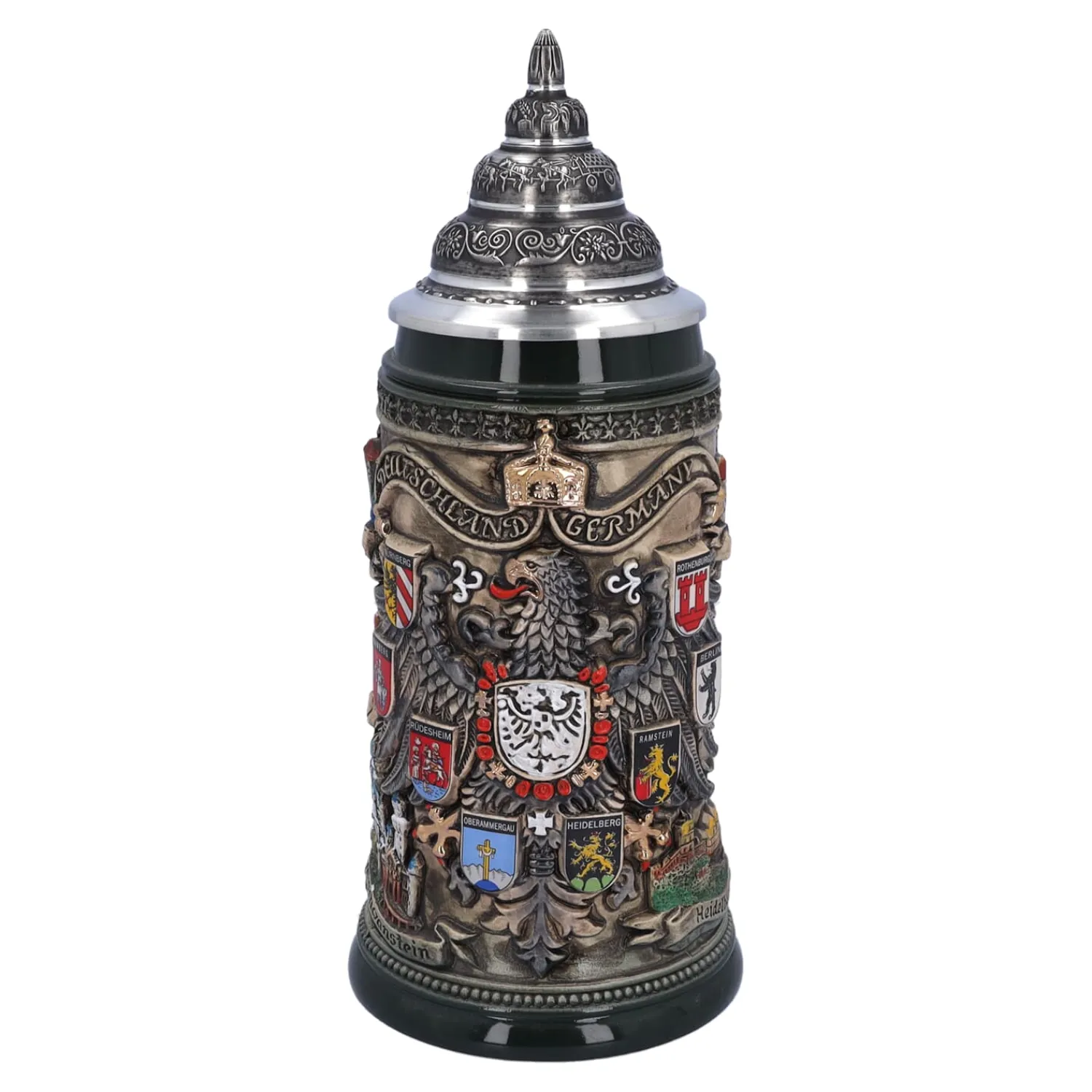 Bierkrüge|Rothenburg Motive-Bierkrug mit Zinndeckel "Stadtwappen", braun, 0,75l