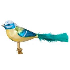 Poesie in Glas Weihnachtskugeln Aus Glas-Blaumeise mit Clip