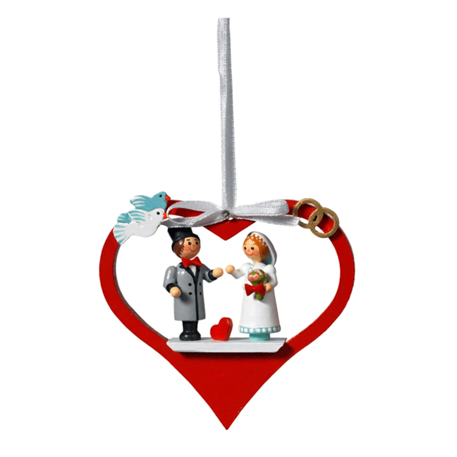 Käthes Original Christbaumschmuck Holz-Brautpaar im Herz