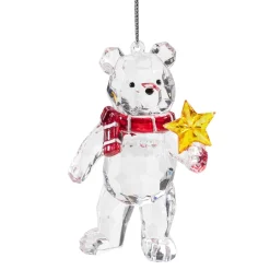 Weihnachtsbaumanhänger|Baumschmuck Aus Acrylglas-Bärchen mit rotem Schal, Acryl