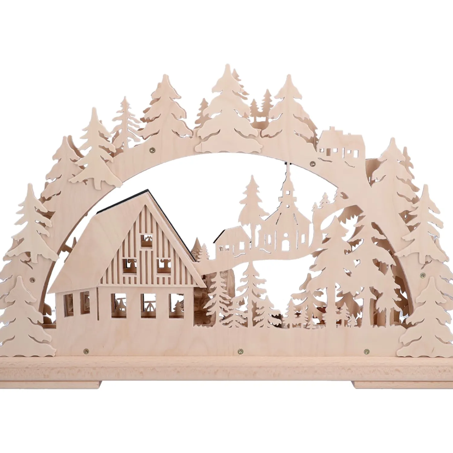 RATAGS Holzdesign Schwibbogen Weihnachten-3-D Schwibbogen "Holzfällerhaus", 230V mit USB A-Anschluss