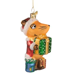 Poesie in Glas Die Maus|Weihnachtskugeln Aus Glas-Die Maus als Weihnachtsmann