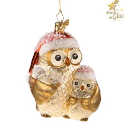 Poesie in Glas Weihnachtskugeln Aus Glas-Eulenmutter mit Kind