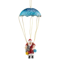 Käthes Original Christbaumschmuck Holz-Fallschirm mit Weihnachtsmann