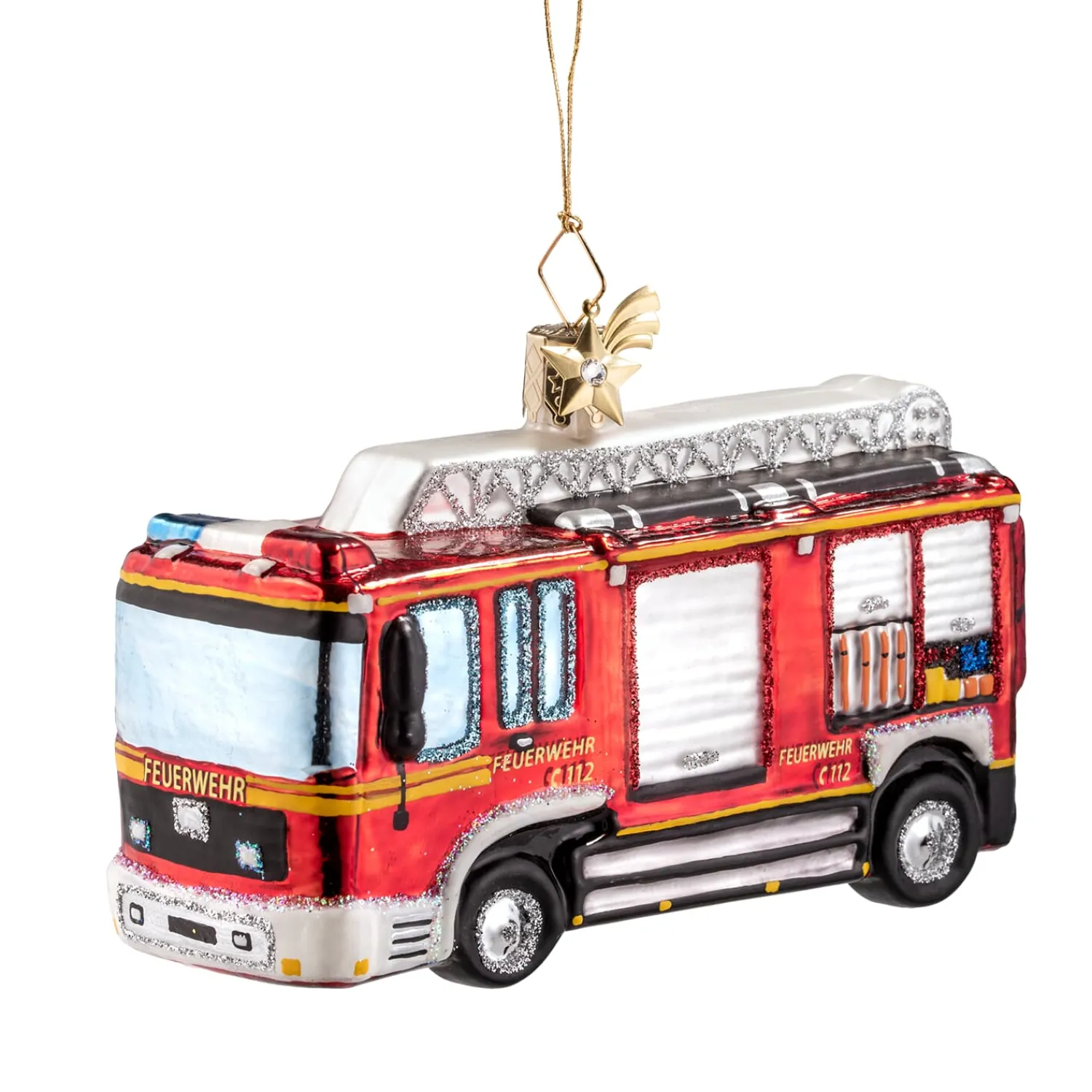 Poesie in Glas Weihnachtskugeln Aus Glas-Feuerwehr Löschfahrzeug