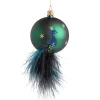 Ausgefallene Weihnachtskugeln|Weihnachtskugeln-Glaskugel dunkelgrün matt Pfau mit Federn, 7 cm