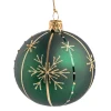 Weihnachtskugeln-Glaskugel matt, grün mit Schneeflocken, 6 cm
