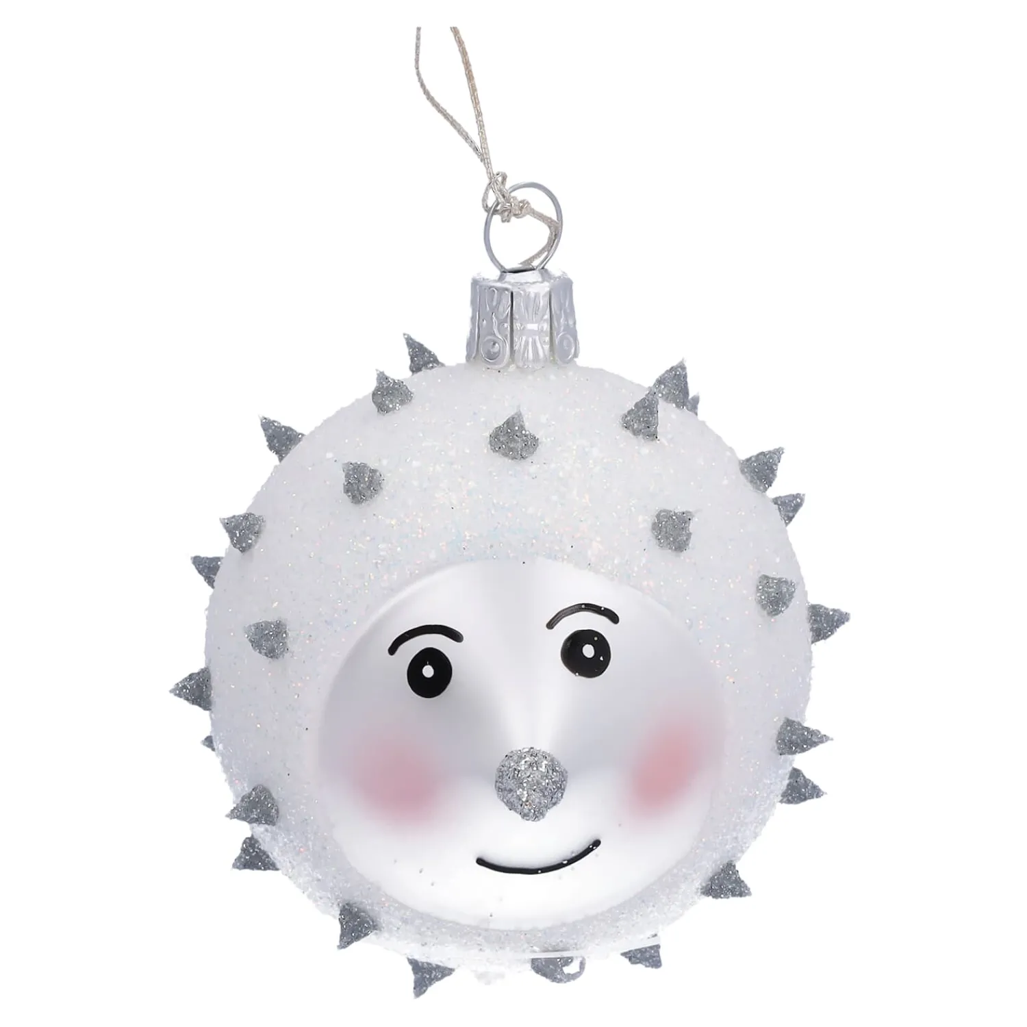 Ausgefallene Weihnachtskugeln|Weihnachtskugeln Aus Glas-Glaskugel silber mit Igel, 6 cm