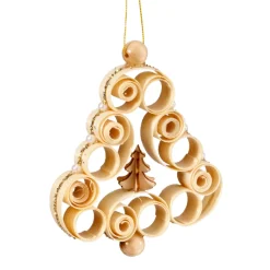 Christbaumschmuck Holz-Glocke mit Weihnachtsbaum