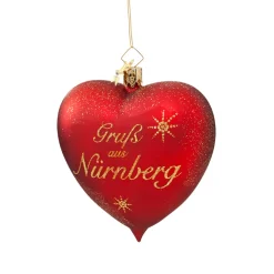 Poesie in Glas Bayern Motive|Weihnachtskugeln Aus Glas-Herz "Gruß aus Nürnberg"