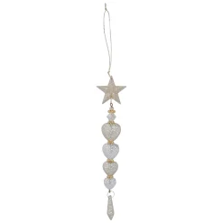 Baumschmuck Aus Kunststoff|Hängedeko-Herzkette mit Glimmer, champagner