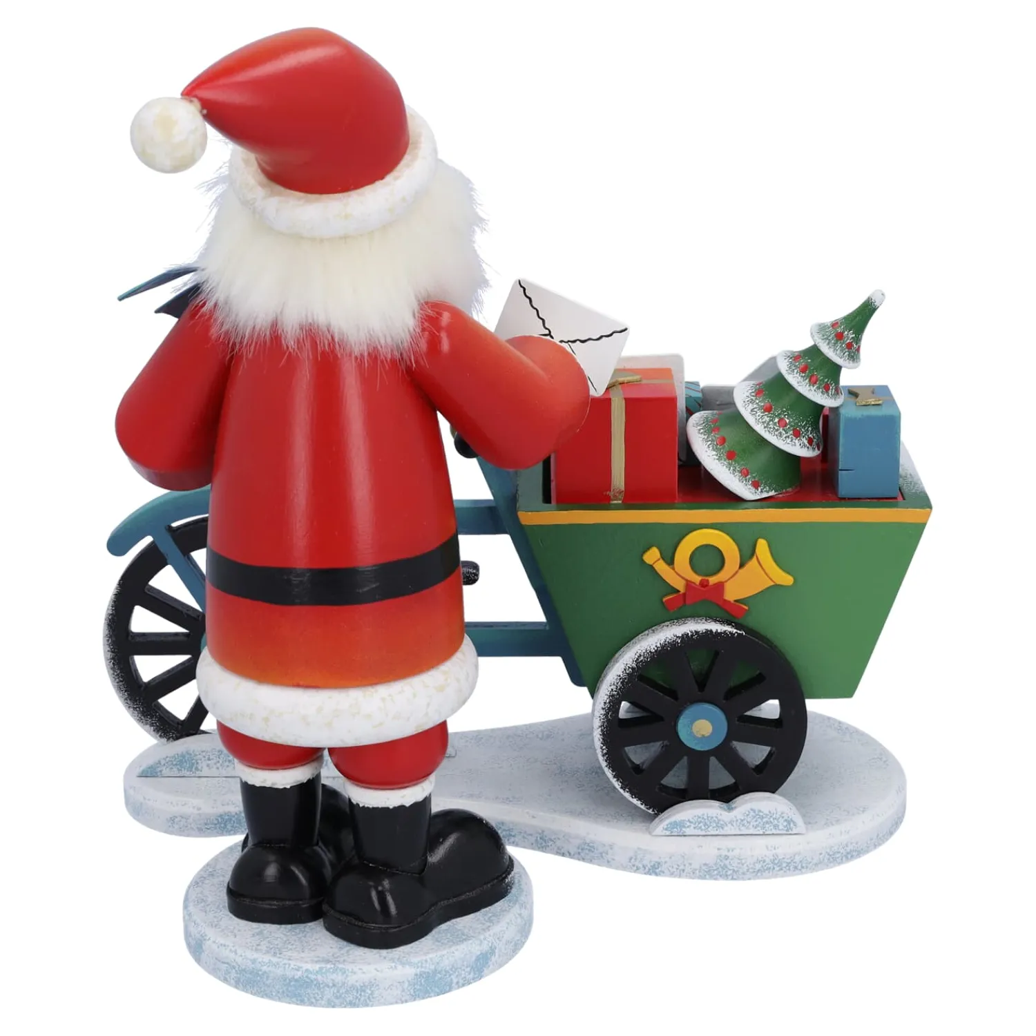 Käthes Original Weihnachtsdeko Holz|Räuchermänner-Holzknoddl "Weihnachtsmann mit Lastenrad", Räuchermännchen