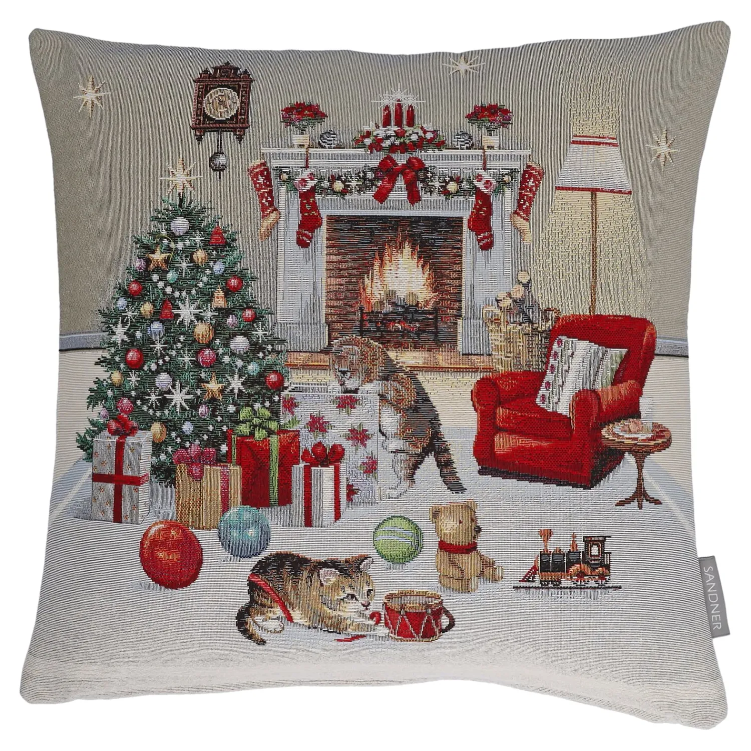 Sandner Wohndeko-Kissenhülle "Katzenweihnacht"