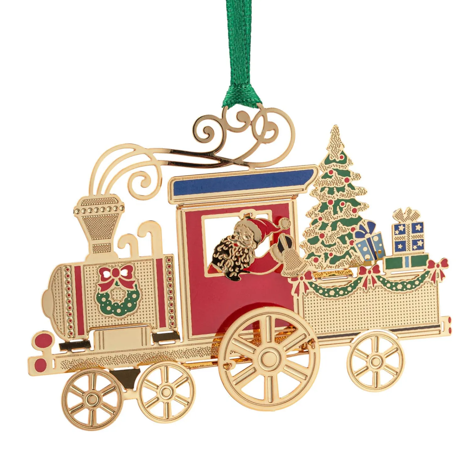 Baumschmuck Aus Metall-Lokomotive, goldfarben