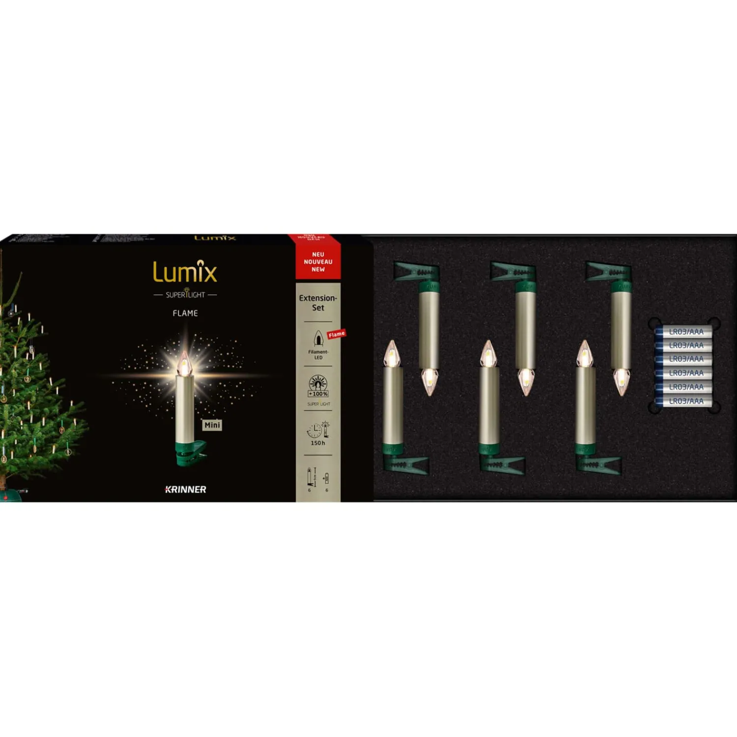 Krinner Lichterketten-Lumix Superlight Flame 6 Mini Kerzen Erweiterungsset in Cashmere