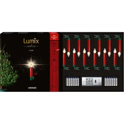 Krinner Lichterketten-Lumix Superlight Flame Mini 12 Kerzen Basis Set in Rot