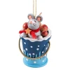 Käthes Original Christbaumschmuck Holz-Maus im Eimer, Holz-Baumbehang
