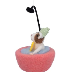 Baumschmuck Aus Filz-Maus in Badewanne aus Filz