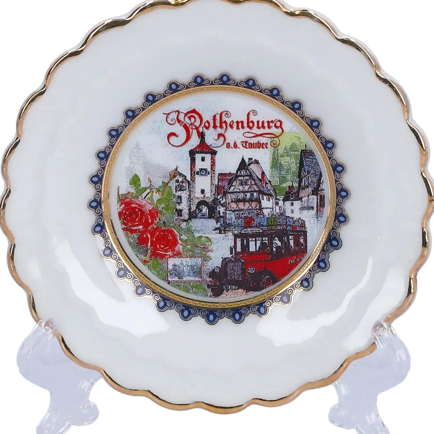 Rothenburg Motive|Tischdeko-Mini-Tellerchen "Rothenburg Rosen" 8,0 cm