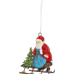 Käthes Original Baumschmuck Aus Zinn-Nikolaus mit Schlitten, Zinn-Baumbehang