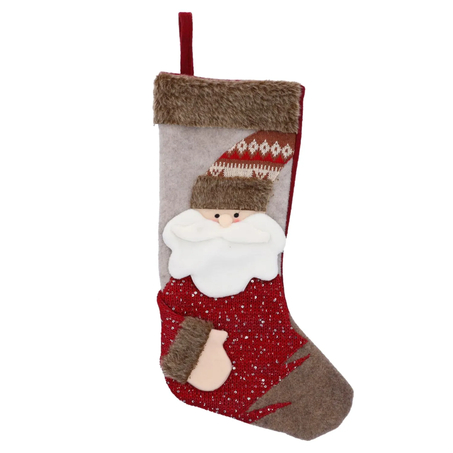 Hängedeko-Nikolausstrumpf mit Weihnachtsmann, rustikal