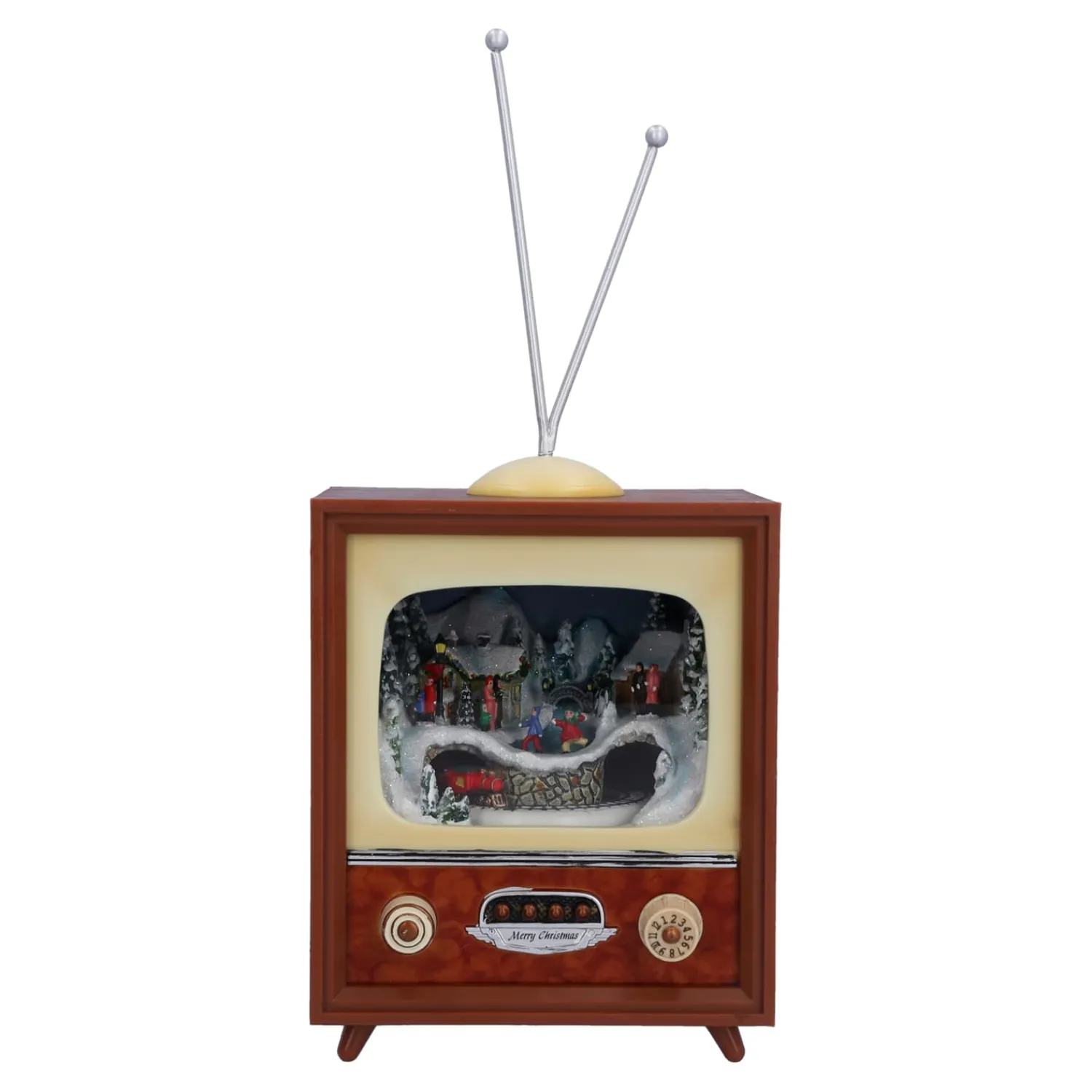 Nostalgische Weihnachtsdeko|Spieluhr Weihnachten-Nostalgiefernseher "Weihnachtszug", Spieldose