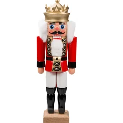 HODREWA Weihnachtsdeko Holz|Nussknacker Figuren-Nussknacker "König", rot, 29,5 cm