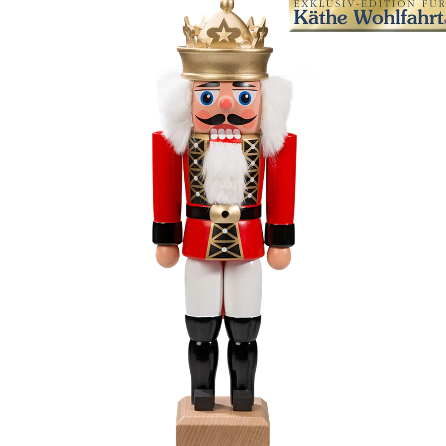 HODREWA Weihnachtsdeko Holz|Nussknacker Figuren-Nussknacker "König", rot, 29,5 cm