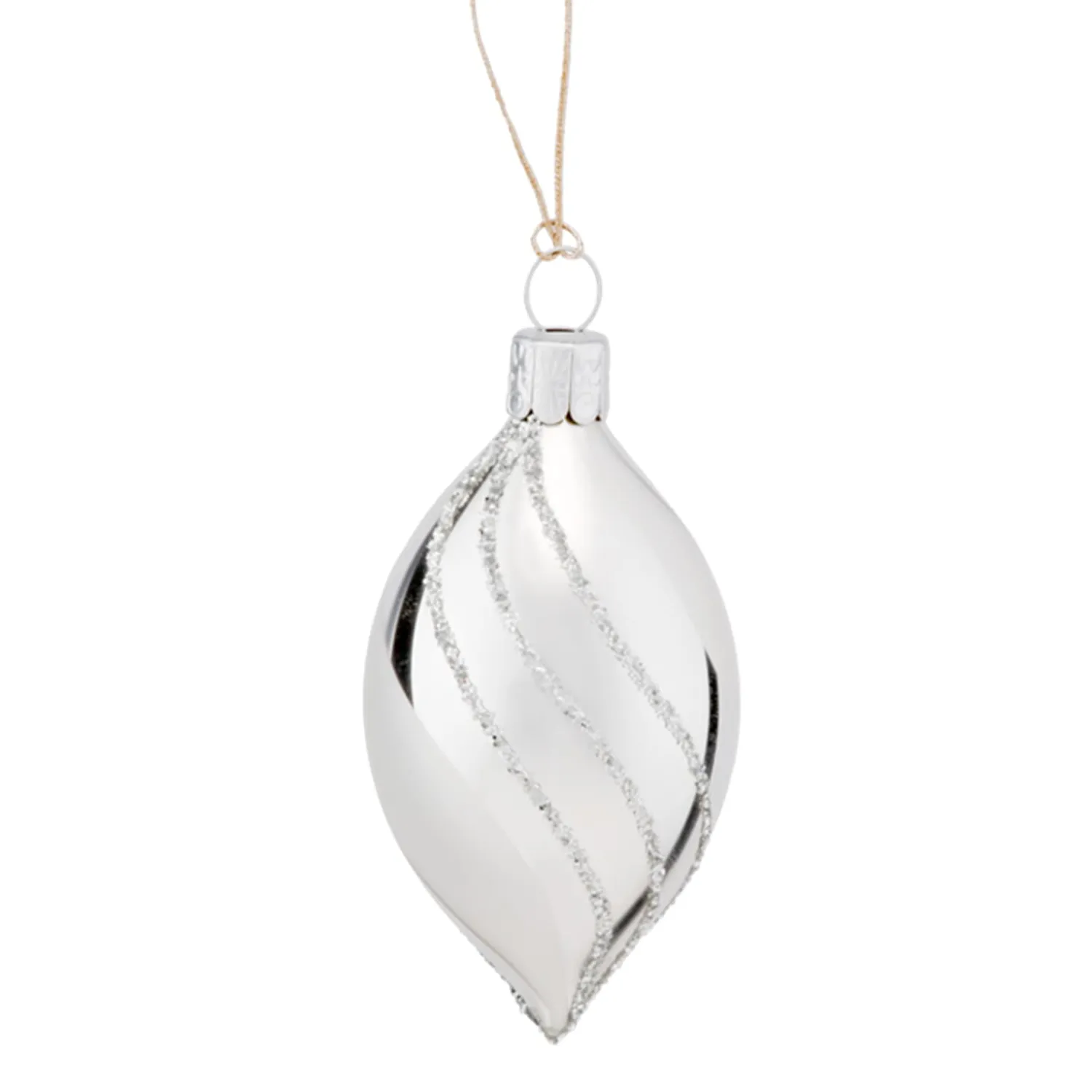 Weihnachtskugeln|Weihnachtskugeln Aus Glas-Olive silber mit Glitterdekor