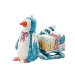 Käthes Original Christbaumschmuck Holz-Pinguin mit Schlitten