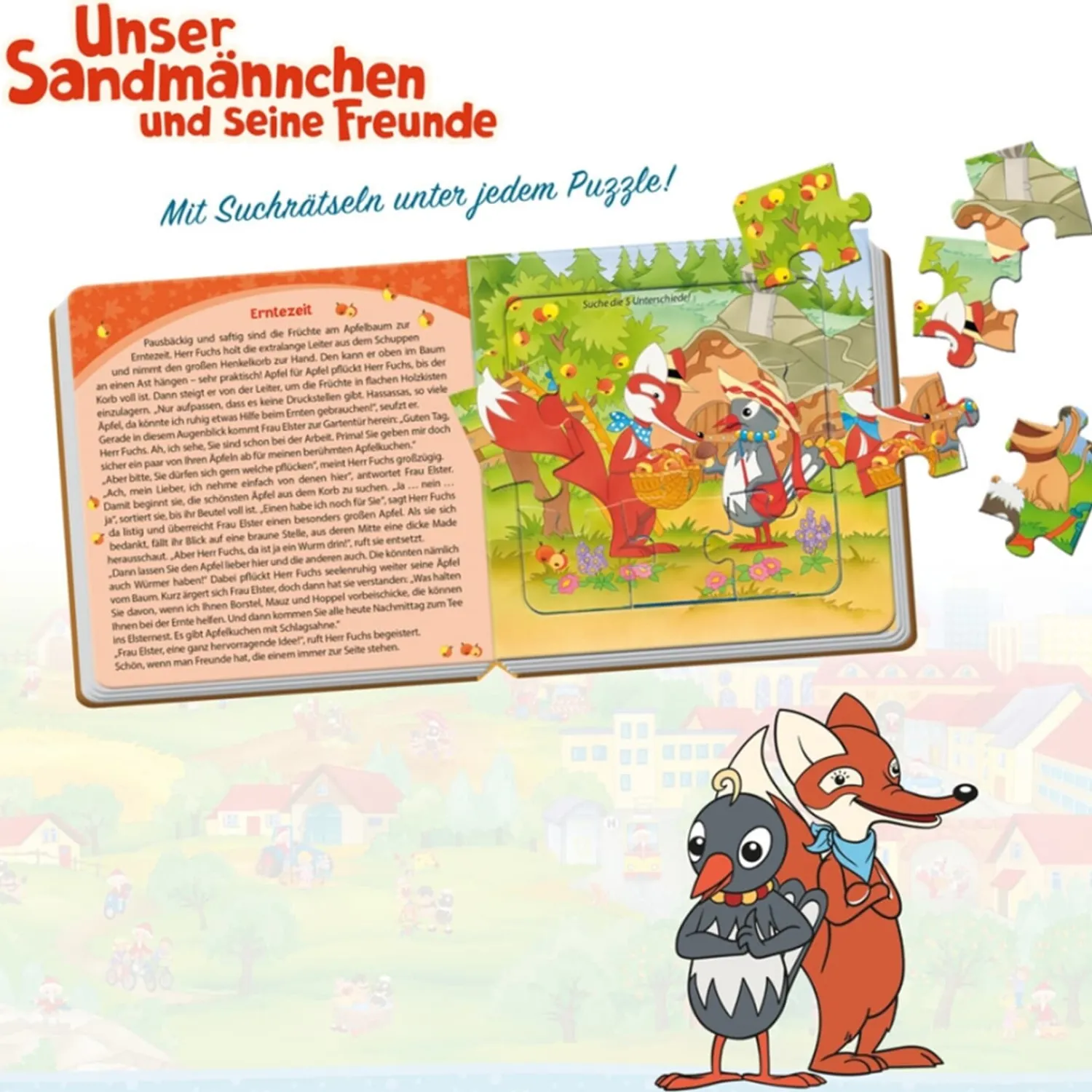 Trötsch Verlag Spielzeug|Unser Sandmännchen Und Seine Freunde-Puzzlebuch "Herr Fuchs und Frau Elster"