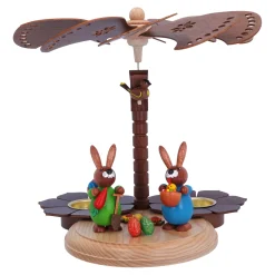 HODREWA Weihnachtspyramiden-Pyramide "Osterhasen mit Ostereiern"