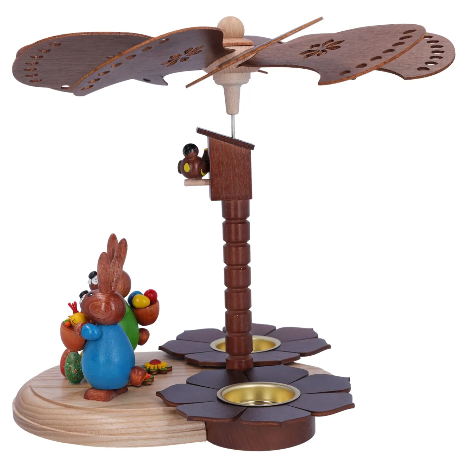 HODREWA Weihnachtspyramiden-Pyramide "Osterhasen mit Ostereiern"