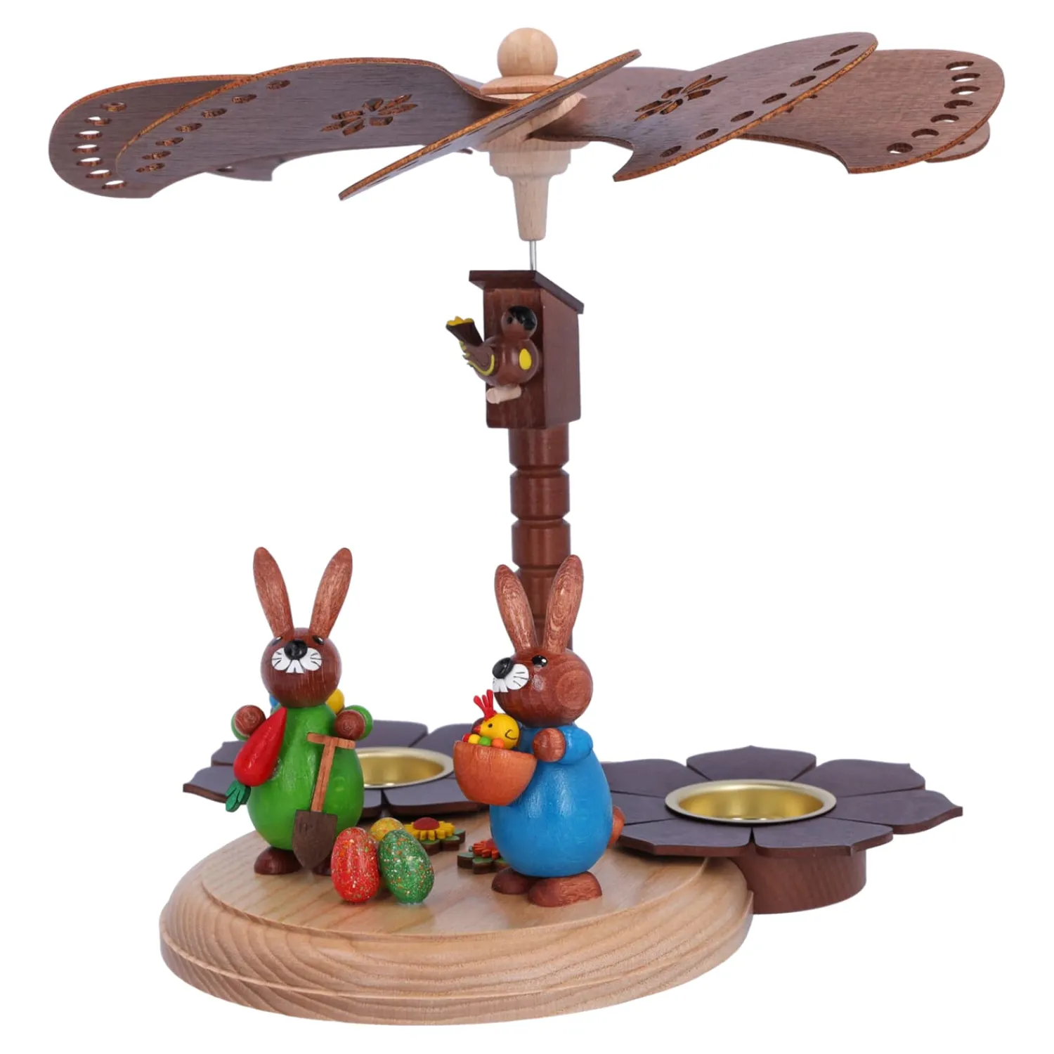 HODREWA Weihnachtspyramiden-Pyramide "Osterhasen mit Ostereiern"