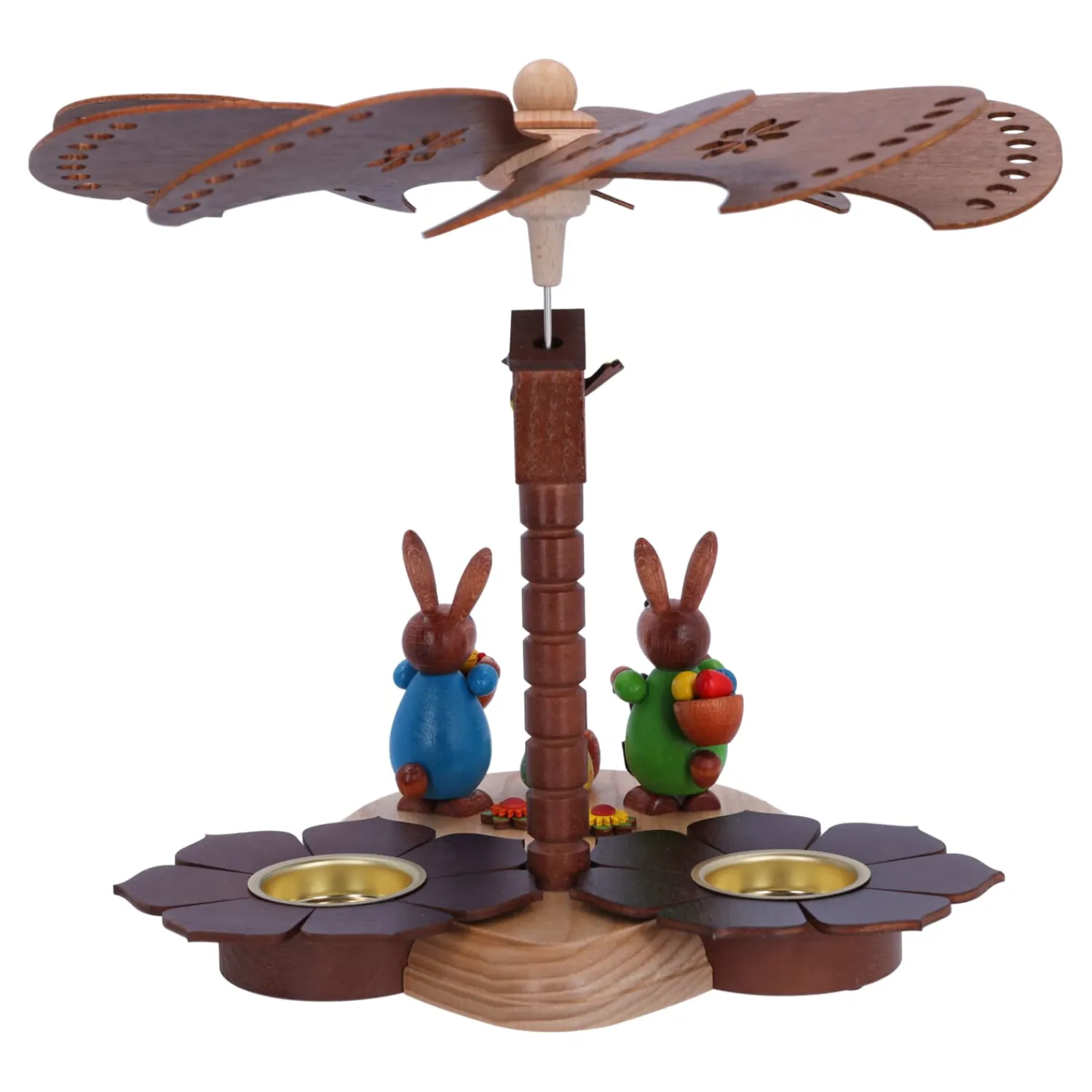 HODREWA Weihnachtspyramiden-Pyramide "Osterhasen mit Ostereiern"