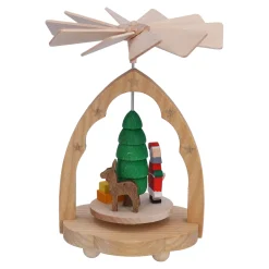 Richard Glässer Weihnachtspyramiden-Pyramide "Weihnachtsmann mit Geschenkschlitten", Wärmespiel