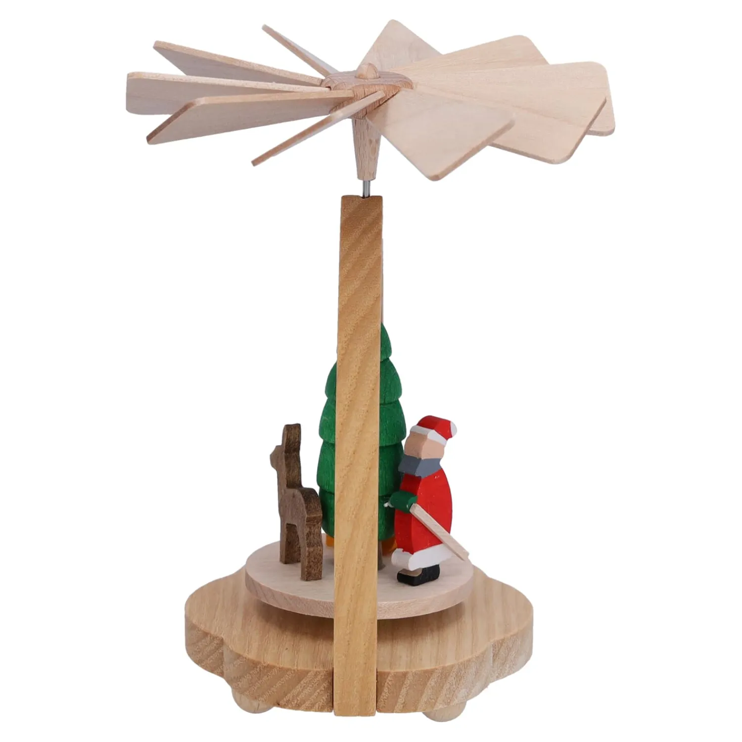 Richard Glässer Weihnachtspyramiden-Pyramide "Weihnachtsmann mit Geschenkschlitten", Wärmespiel
