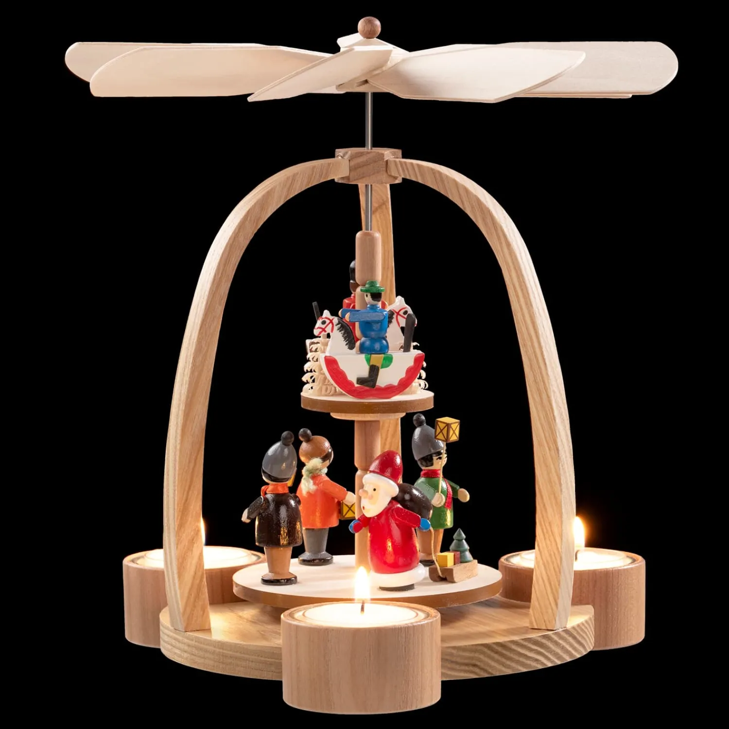 Weihnachtspyramiden-Pyramide "Weihnachtsmann und Reiterlein"